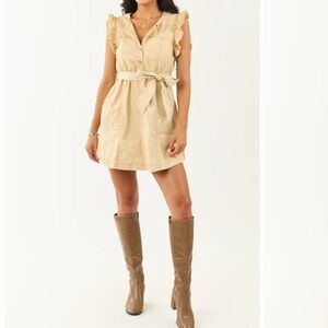 Chic Tan Mini Dress with Belt